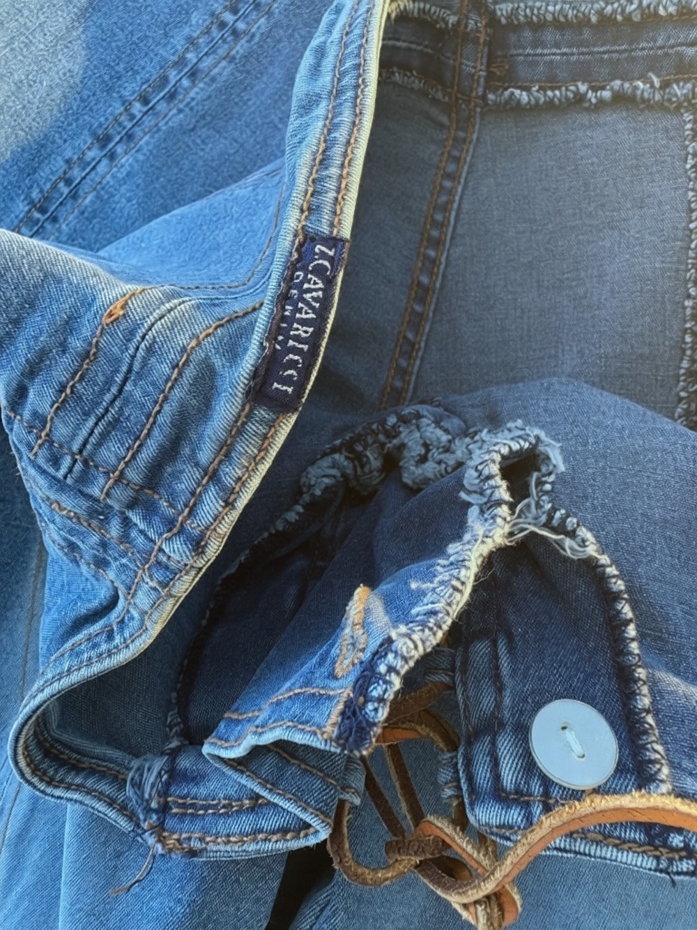Y2K Z. Cavaricci Lace-Up Flare Jeans Stretch Denim Small 4/6 - Picture 7 of 8